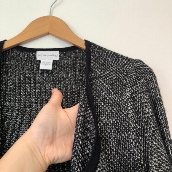 SOFT SURROUNDINGS Shelby Cardigan Black Gray Open Front Long Knit Sweater Small - Picture 6 of 11